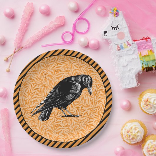 Ein Crow oder ein Raven Halloween Orange und Black Pappteller (Party)