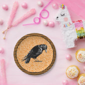 Ein Crow oder ein Raven Halloween Orange und Black Pappteller (Party)