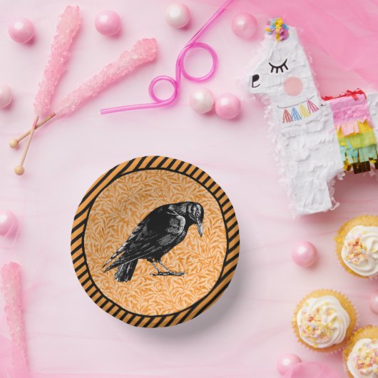 Ein Crow oder ein Raven Halloween Orange und Black Pappteller (Party)