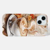 Ein Cup in Cappuccino mit Blume Hintergrund Case-Mate iPhone Hülle (Rückseite (Horizontal))