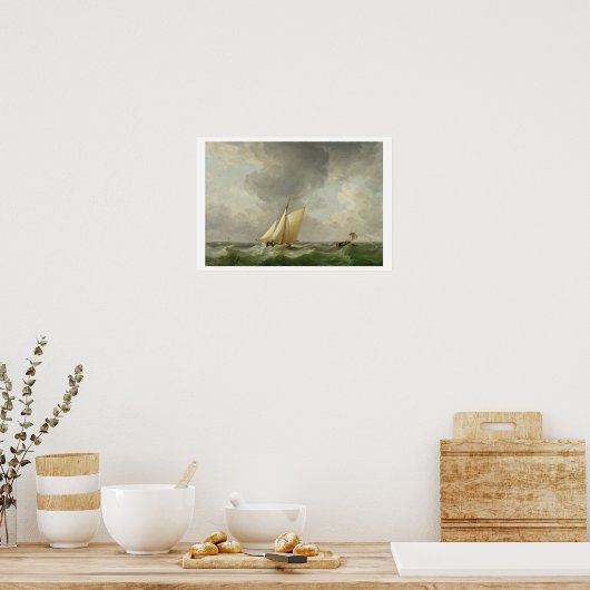 Ein Cutter in einer starken Brise (Öl auf Kupfer) Poster (Küche)