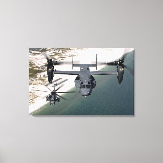 Ein CV-22 Osprey und ein MH-53 Pave Low Leinwanddruck (Vorderseite)