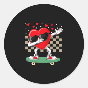 Ein Dabbing Herz Valentinstag Skateboarding Dab Runder Aufkleber
