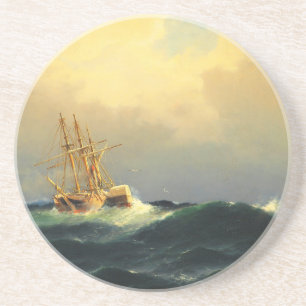 Ein Dampfer in einem Sturm im Atlantischen Ozean Getränkeuntersetzer
