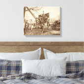 Ein Dampfkran, der während des Gebäude von Leinwanddruck (Insitu (Schlafzimmer))