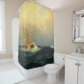 Ein Dampfschiff im Sturm im Atlantischen Ozean Duschvorhang (Beispiel)