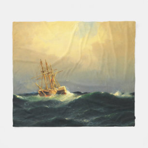 Ein Dampfschiff im Sturm im Atlantischen Ozean Fleecedecke