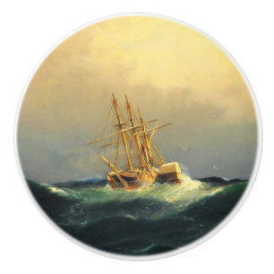 Ein Dampfschiff im Sturm im Atlantischen Ozean Keramikknauf