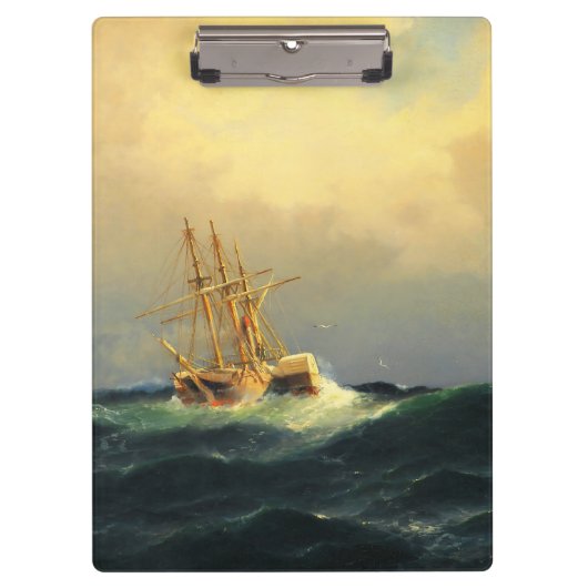 Ein Dampfschiff im Sturm im Atlantischen Ozean Klemmbrett (Vorderseite)