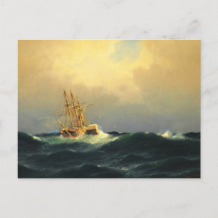 Ein Dampfschiff im Sturm im Atlantischen Ozean Postkarte