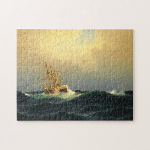 Ein Dampfschiff im Sturm im Atlantischen Ozean Puzzle