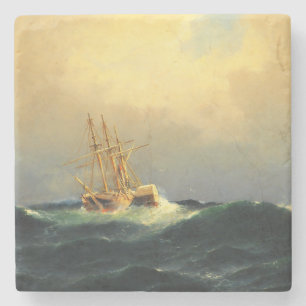 Ein Dampfschiff im Sturm im Atlantischen Ozean Steinuntersetzer