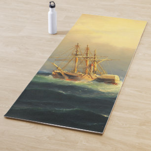 Ein Dampfschiff im Sturm im Atlantischen Ozean Yogamatte