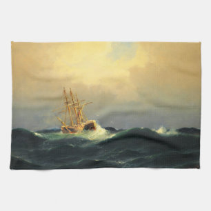 Ein Dampfschiff in einem Sturm im Atlantischen Oze Geschirrtuch