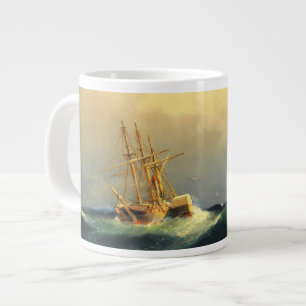 Ein Dampfschiff in einem Sturm im Atlantischen Oze Jumbo-Tasse