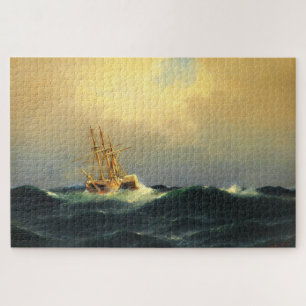 Ein Dampfschiff in einem Sturm im Atlantischen Oze Puzzle