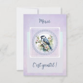 Ein Dank voller Zartheit – blauer Vogel Dankeskarte (Vorderseite)