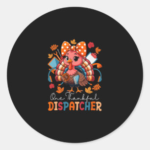 Ein dankbarer Dispatcher Thanksgiving Truthahn Fli Runder Aufkleber