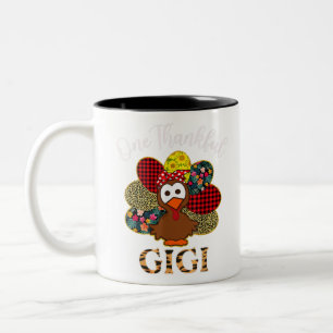 Ein dankbarer Gigi Turkey Leopard-Erntedank Zweifarbige Tasse