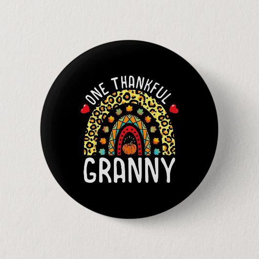 Ein dankbarer Granny Erntedank Rainbow Leopard F Button (Vorderseite)
