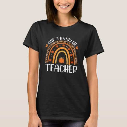 Ein dankbarer Lehrer Erntedank Rainbow Leopard T-Shirt (Vorderseite)