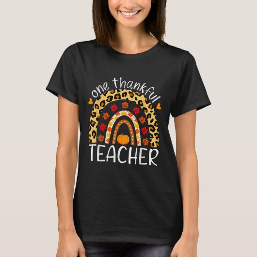 Ein dankbarer Lehrer Erntedank Rainbow Leopard T-Shirt (Vorderseite)