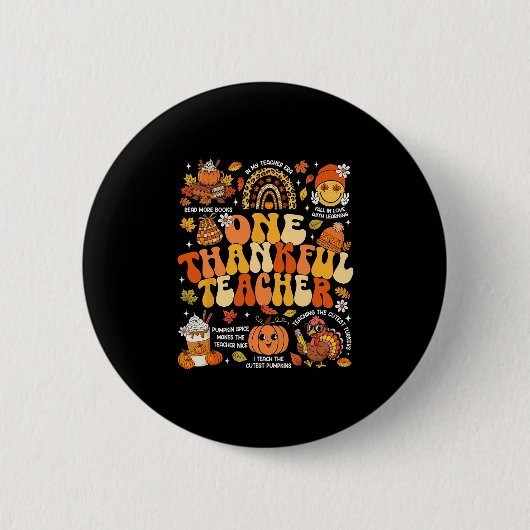 Ein dankbarer Lehrer Erntedankfest Groovy Herbst H Button (Vorderseite)