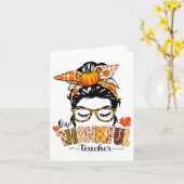 Ein dankbarer Lehrer Funny Messy Bun Fall Thanksgi Karte (Gelbe Blume)