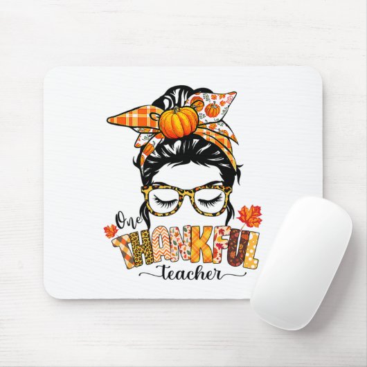 Ein dankbarer Lehrer Funny Messy Bun Fall Thanksgi Mousepad (Mit Mouse)