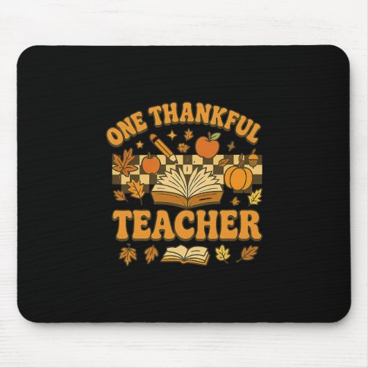 Ein dankbarer Lehrer Groovy Buch Kürbis Herbst Als Mousepad (Vorne)