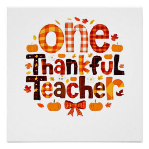 Ein dankbarer Lehrer Herbst Thanksgiving Kürbis C Poster