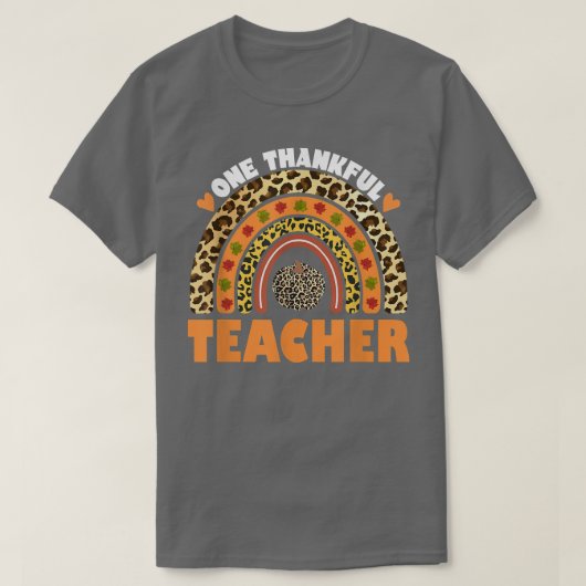 Ein dankbarer Lehrer Leopard Rainbow Pumpkin Danke T-Shirt (Design vorne)