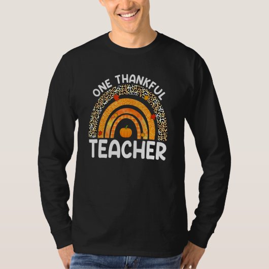 Ein dankbarer Lehrer Leopard Regenbogen Herbst Dan T-Shirt (Vorderseite)
