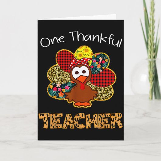 Ein dankbarer Lehrer-Shirt Lustig Süße Truthahn Da Karte (Vorderseite)