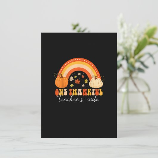 Ein dankbarer Lehrer's Aide Pumpkin Rainbow Danke Einladung (Stehend Vorderseite)