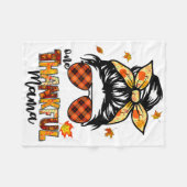 Ein dankbarer Mama Funny Messy Bun Herbst Herbst a Fleecedecke (Vorderseite (Horizontal))