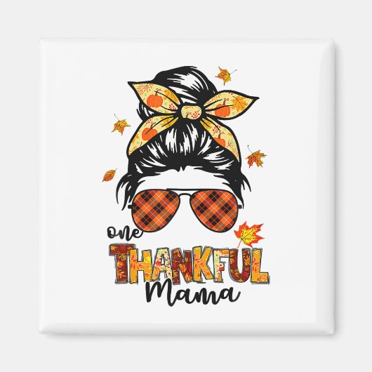 Ein dankbarer Mama Funny Messy Bun Herbst Herbst a Magnet (Vorne)