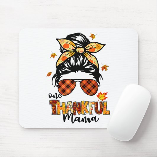 Ein dankbarer Mama Funny Messy Bun Herbst Herbst a Mousepad (Mit Mouse)