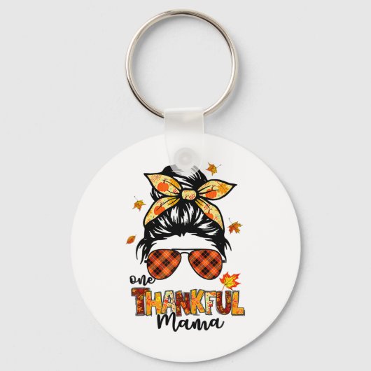 Ein dankbarer Mama Funny Messy Bun Herbst Herbst a Schlüsselanhänger (Vorderseite)