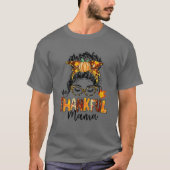 Ein dankbarer Mama Funny Messy Bun Herbst Herbst a T-Shirt (Vorderseite)