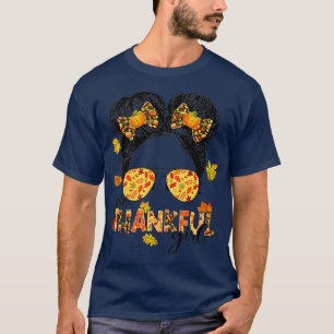 Ein dankbares Mädchen Messy Bun Funny Fall Herbst  T-Shirt