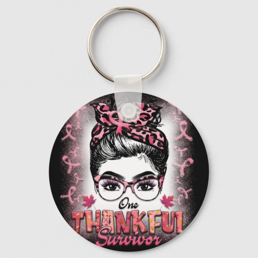 Ein dankbares Überleben des Brustkrebs Schlüsselanhänger (Vorderseite)