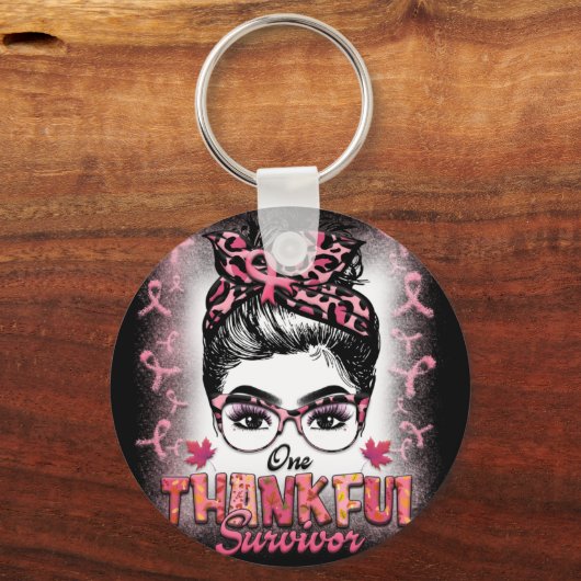 Ein dankbares Überleben des Brustkrebs Schlüsselanhänger (Vorderseite)
