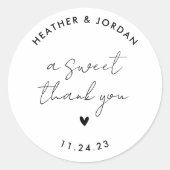 Ein Dankeschön Minimalistische Hochzeit süßen Gefa Runder Aufkleber (Vorderseite)