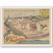 Ein Darstellender Zebu und Pfau mit Clowntrainer Aufkleber (Vorderseite)