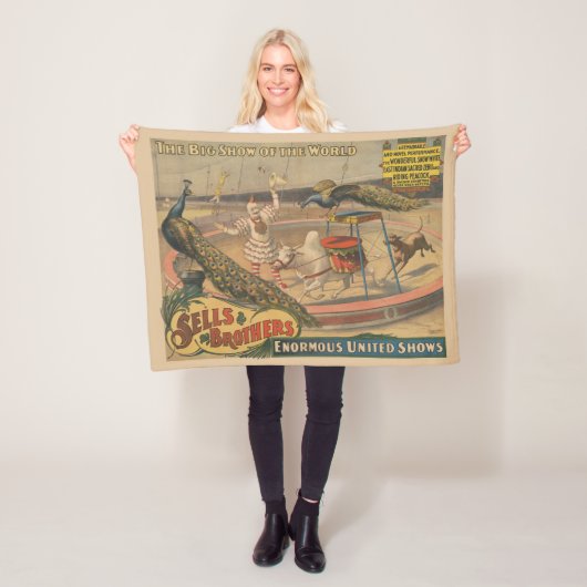 Ein Darstellender Zebu und Pfau mit Clowntrainer Fleecedecke (Beispiel)