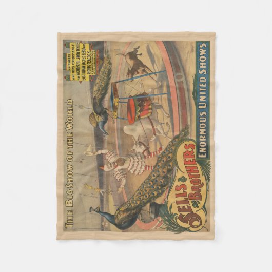 Ein Darstellender Zebu und Pfau mit Clowntrainer Fleecedecke (Vorderseite)