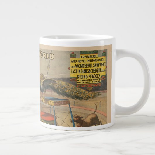 Ein Darstellender Zebu und Pfau mit Clowntrainer Jumbo-Tasse (Rechts)