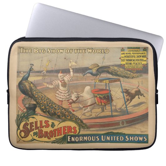 Ein Darstellender Zebu und Pfau mit Clowntrainer Laptopschutzhülle (Vorderseite)