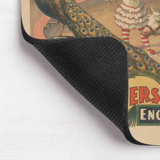 Ein Darstellender Zebu und Pfau mit Clowntrainer Mousepad (Ecke)